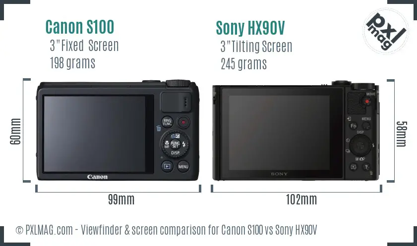 Canon S100 vs Sony HX90V Screen and Viewfinder comparison Canon S100 vs Sony HX90V Screen and Viewfinder comparison