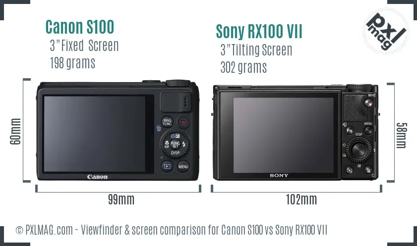 Canon S100 vs Sony RX100 VII Screen and Viewfinder comparison Canon S100 vs Sony RX100 VII Screen and Viewfinder comparison
