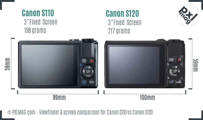 Canon S110 vs Canon S120 Screen and Viewfinder comparison