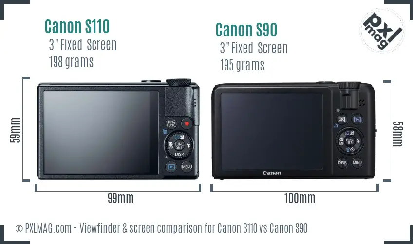 Canon S110 vs Canon S90 Screen and Viewfinder comparison