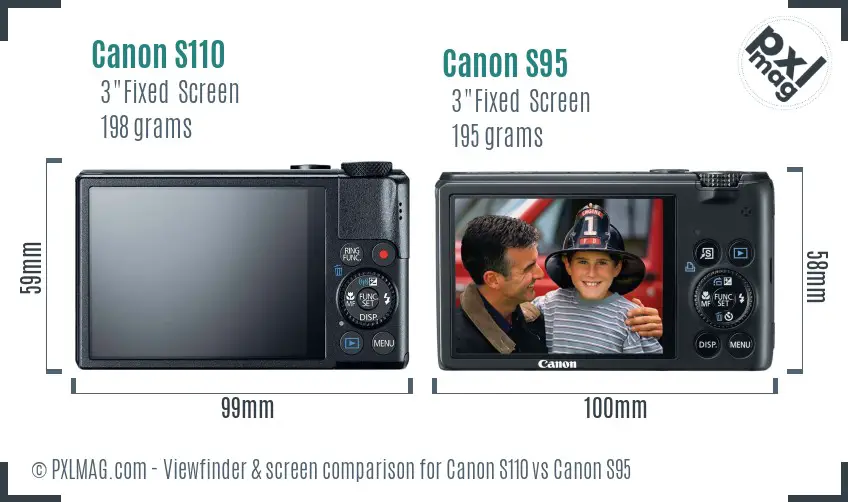 Canon S110 vs Canon S95 Screen and Viewfinder comparison