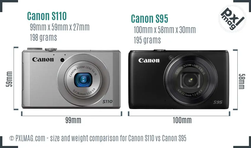 Canon S110 vs Canon S95 size comparison