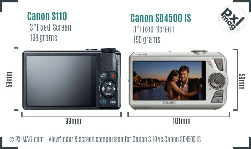 Canon S110 vs Canon SD4500 IS Screen and Viewfinder comparison