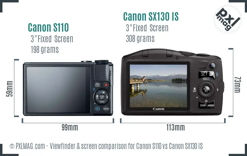 Canon S110 vs Canon SX130 IS Screen and Viewfinder comparison Canon S110 vs Canon SX130 IS Screen and Viewfinder comparison