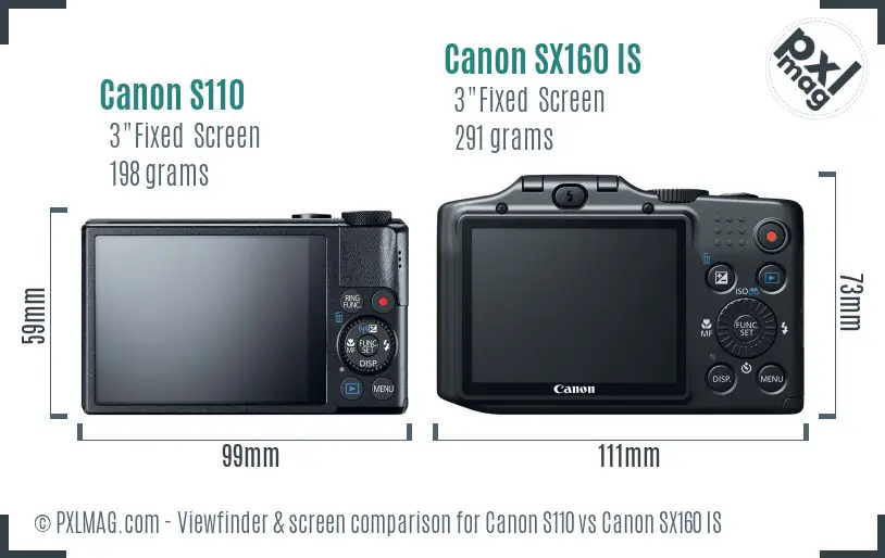 Canon S110 vs Canon SX160 IS Screen and Viewfinder comparison Canon S110 vs Canon SX160 IS Screen and Viewfinder comparison