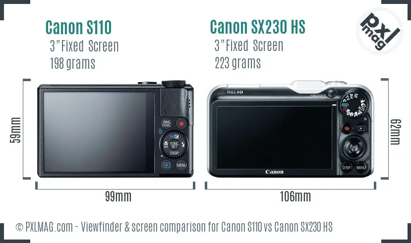 Canon S110 vs Canon SX230 HS Screen and Viewfinder comparison Canon S110 vs Canon SX230 HS Screen and Viewfinder comparison