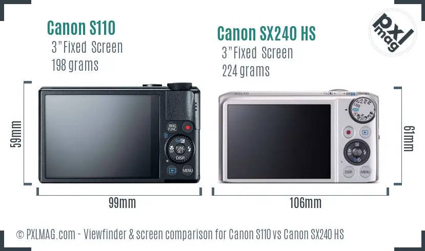 Canon S110 vs Canon SX240 HS Screen and Viewfinder comparison Canon S110 vs Canon SX240 HS Screen and Viewfinder comparison