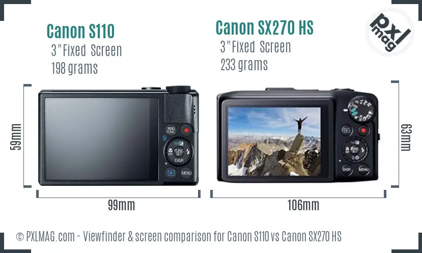 Canon S110 vs Canon SX270 HS Screen and Viewfinder comparison Canon S110 vs Canon SX270 HS Screen and Viewfinder comparison