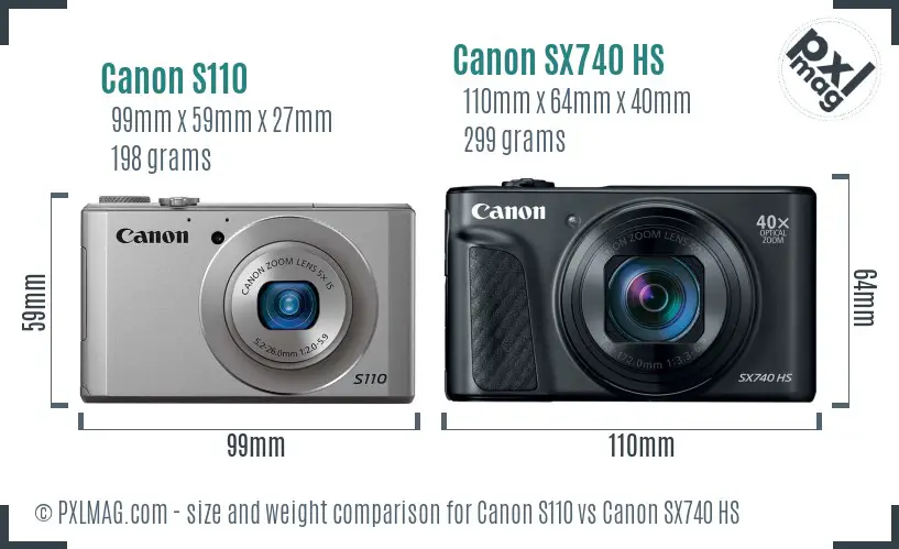 Canon S110 vs Canon SX740 HS size comparison Canon S110 vs Canon SX740 HS size comparison