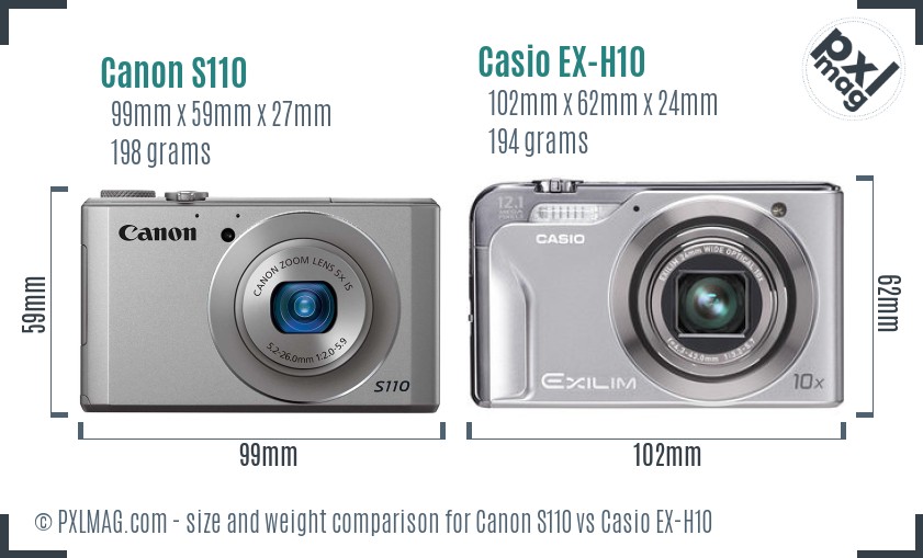 Canon S110 vs Casio EX-H10 size comparison Canon S110 vs Casio EX-H10 size comparison