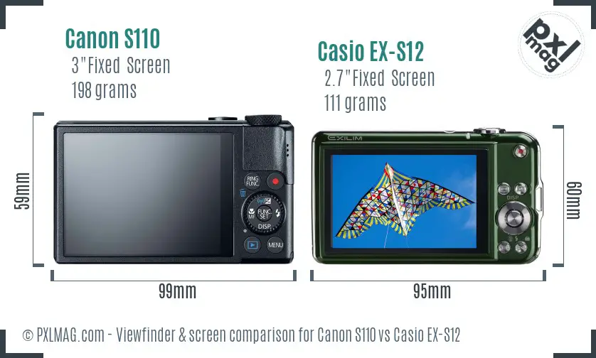 Canon S110 vs Casio EX-S12 Screen and Viewfinder comparison Canon S110 vs Casio EX-S12 Screen and Viewfinder comparison