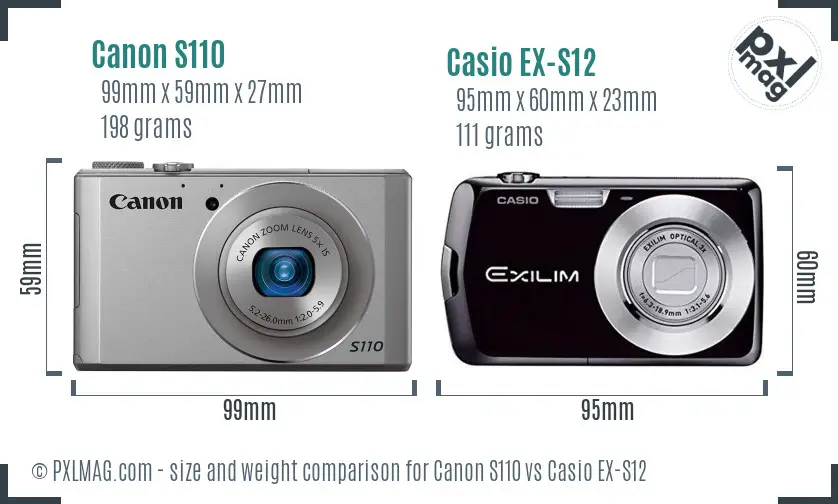 Canon S110 vs Casio EX-S12 size comparison Canon S110 vs Casio EX-S12 size comparison