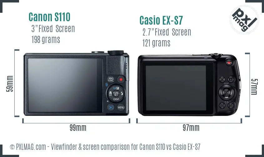 Canon S110 vs Casio EX-S7 Screen and Viewfinder comparison Canon S110 vs Casio EX-S7 Screen and Viewfinder comparison