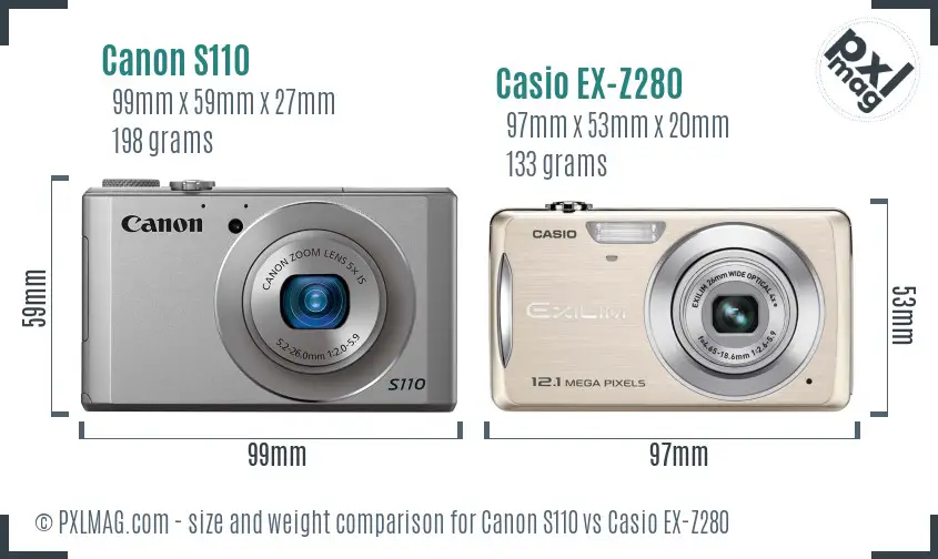 Canon S110 vs Casio EX-Z280 size comparison