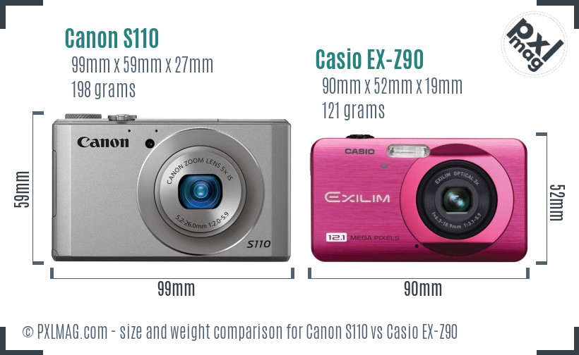Canon S110 vs Casio EX-Z90 size comparison