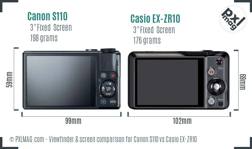 Canon S110 vs Casio EX-ZR10 Screen and Viewfinder comparison Canon S110 vs Casio EX-ZR10 Screen and Viewfinder comparison