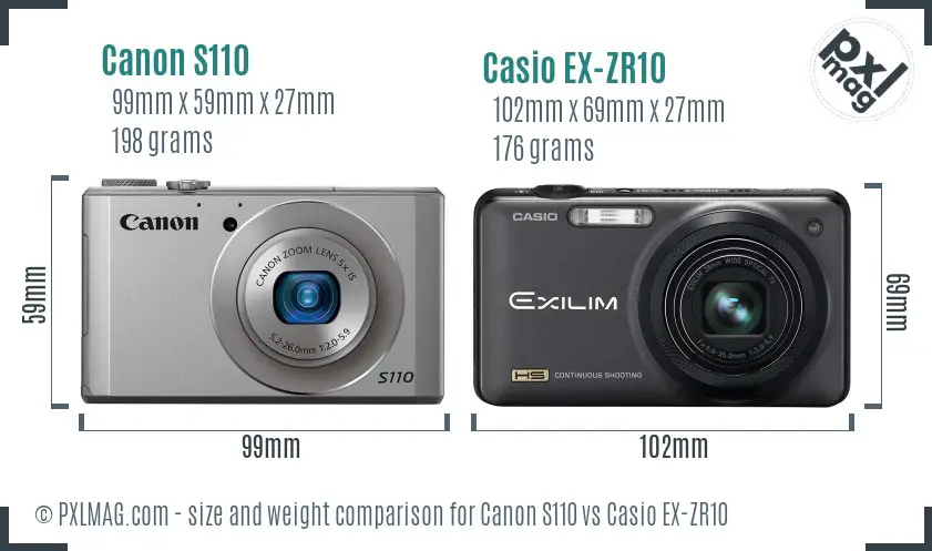 Canon S110 vs Casio EX-ZR10 size comparison Canon S110 vs Casio EX-ZR10 size comparison
