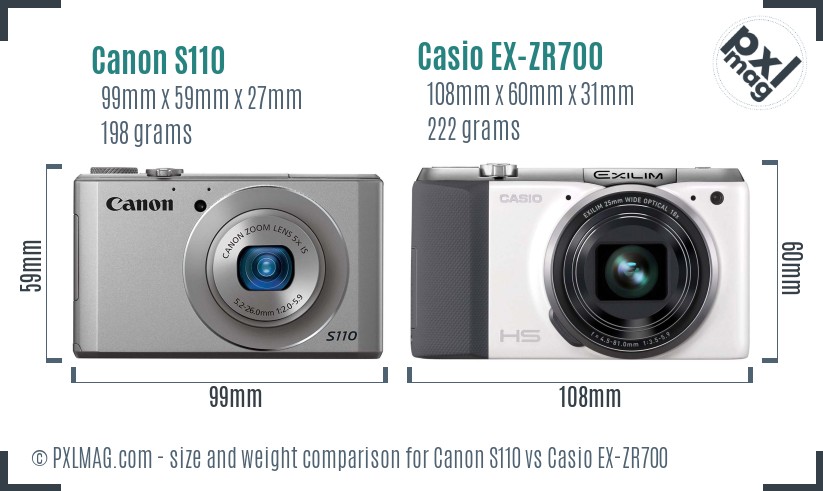 Canon S110 vs Casio EX-ZR700 size comparison Canon S110 vs Casio EX-ZR700 size comparison