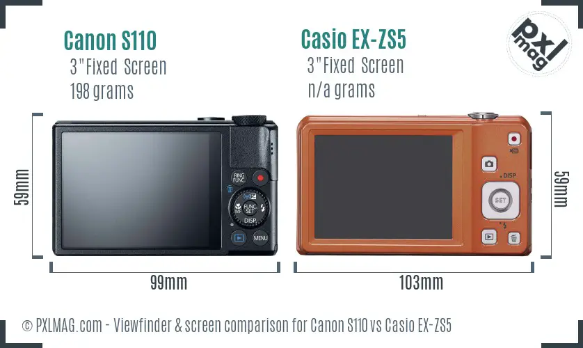 Canon S110 vs Casio EX-ZS5 Screen and Viewfinder comparison Canon S110 vs Casio EX-ZS5 Screen and Viewfinder comparison