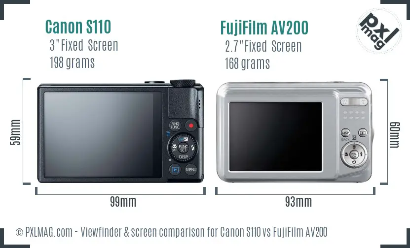 Canon S110 vs FujiFilm AV200 Screen and Viewfinder comparison Canon S110 vs FujiFilm AV200 Screen and Viewfinder comparison