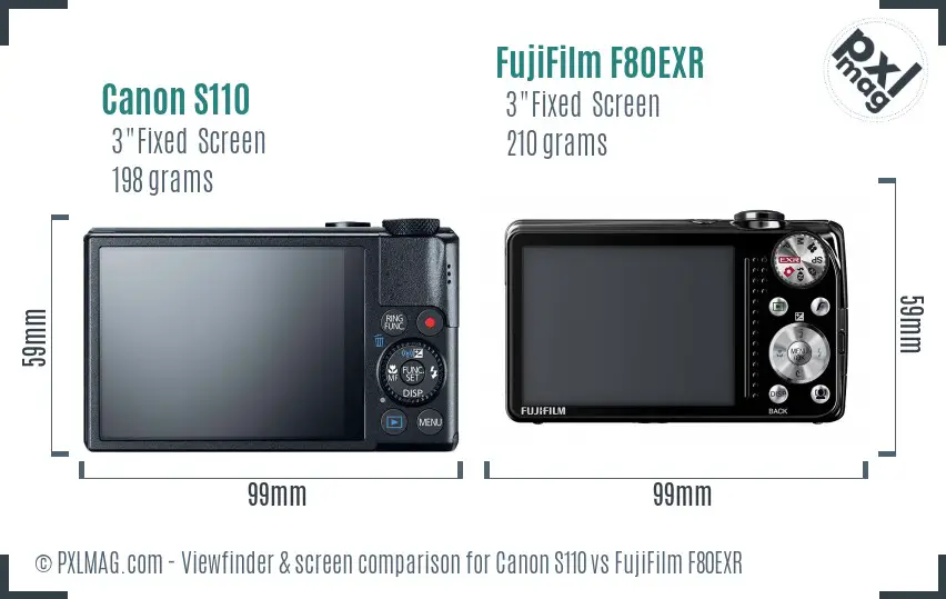 Canon S110 vs FujiFilm F80EXR Screen and Viewfinder comparison Canon S110 vs FujiFilm F80EXR Screen and Viewfinder comparison