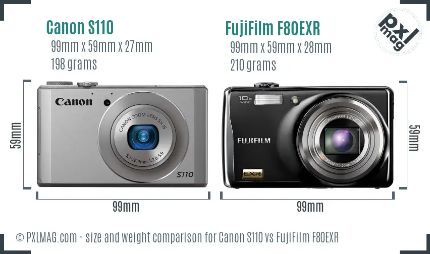 Canon S110 vs FujiFilm F80EXR size comparison Canon S110 vs FujiFilm F80EXR size comparison