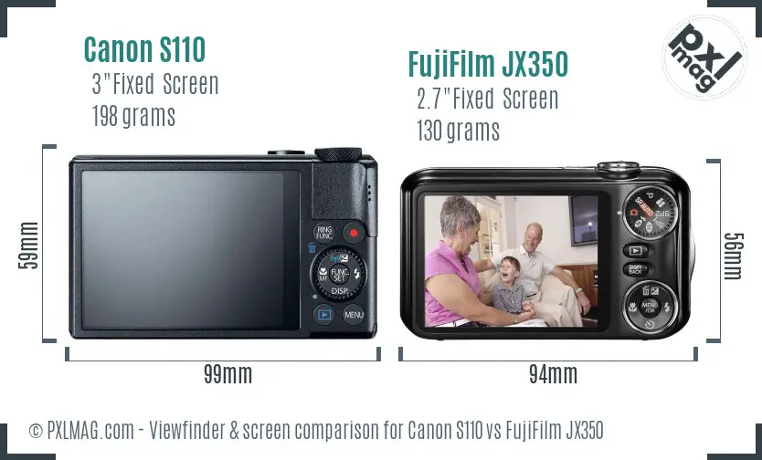 Canon S110 vs FujiFilm JX350 Screen and Viewfinder comparison Canon S110 vs FujiFilm JX350 Screen and Viewfinder comparison