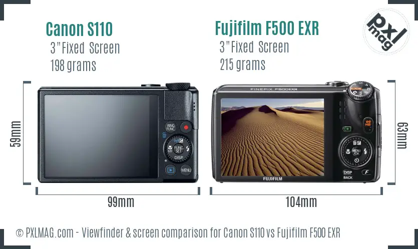 Canon S110 vs Fujifilm F500 EXR Screen and Viewfinder comparison Canon S110 vs Fujifilm F500 EXR Screen and Viewfinder comparison