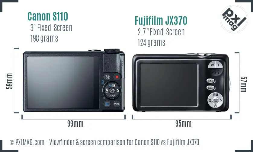 Canon S110 vs Fujifilm JX370 Screen and Viewfinder comparison