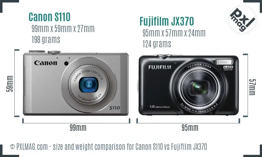 Canon S110 vs Fujifilm JX370 size comparison
