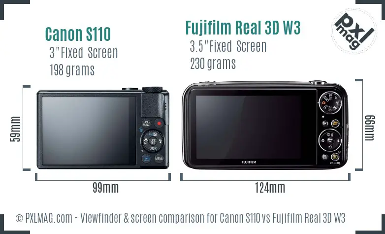 Canon S110 vs Fujifilm Real 3D W3 Screen and Viewfinder comparison Canon S110 vs Fujifilm Real 3D W3 Screen and Viewfinder comparison