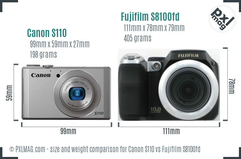 Canon S110 vs Fujifilm S8100fd size comparison Canon S110 vs Fujifilm S8100fd size comparison