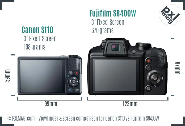 Canon S110 vs Fujifilm S8400W Screen and Viewfinder comparison Canon S110 vs Fujifilm S8400W Screen and Viewfinder comparison