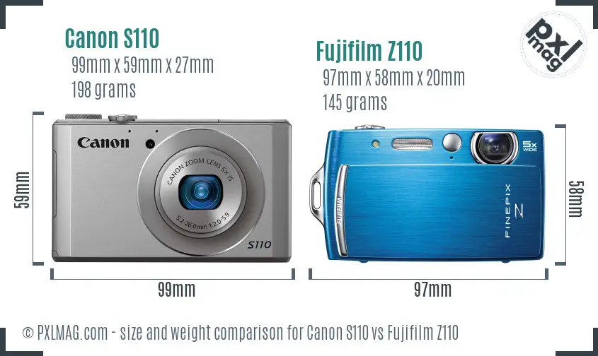 Canon S110 vs Fujifilm Z110 size comparison