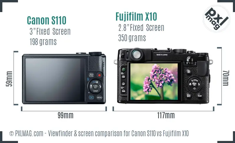 Canon S110 vs Fujifilm X10 Screen and Viewfinder comparison Canon S110 vs Fujifilm X10 Screen and Viewfinder comparison