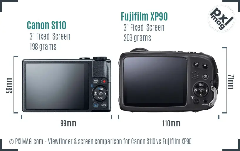 Canon S110 vs Fujifilm XP90 Screen and Viewfinder comparison