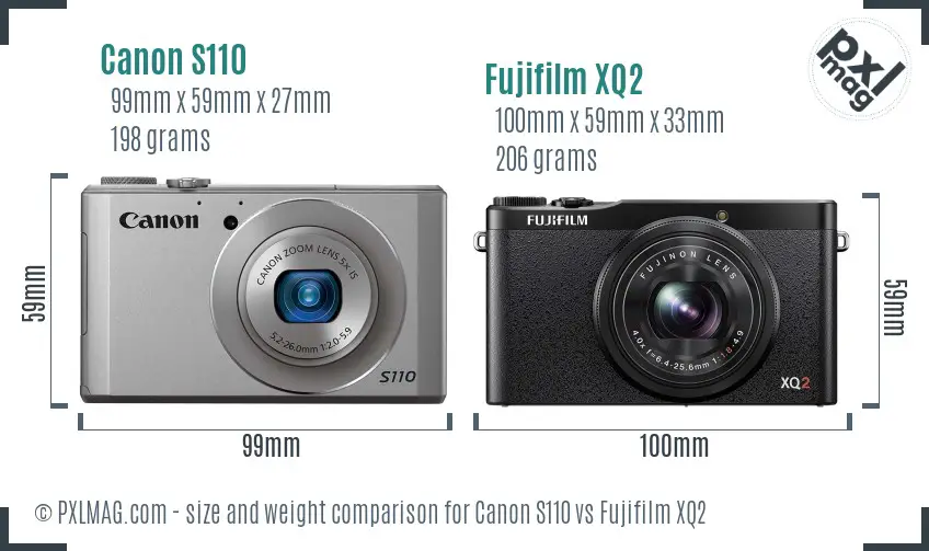 Canon S110 vs Fujifilm XQ2 size comparison Canon S110 vs Fujifilm XQ2 size comparison