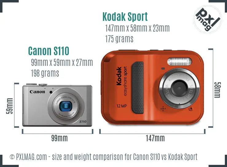 Canon S110 vs Kodak Sport size comparison Canon S110 vs Kodak Sport size comparison