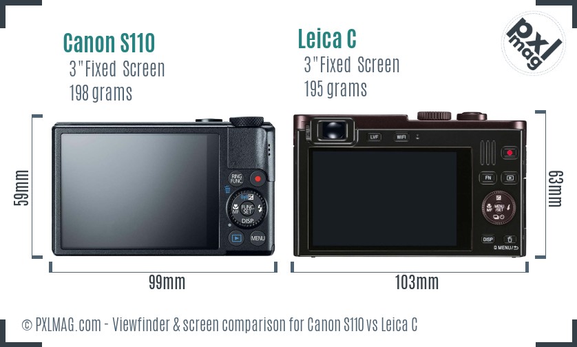 Canon S110 vs Leica C Screen and Viewfinder comparison
