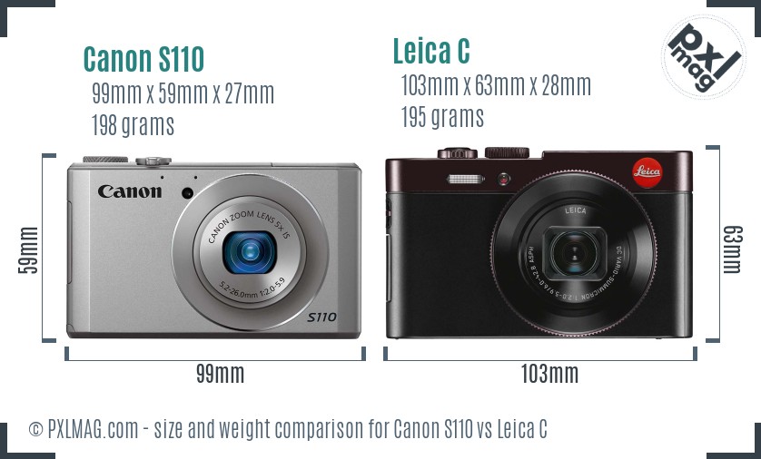 Canon S110 vs Leica C size comparison