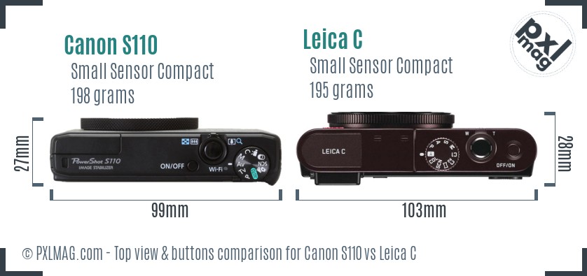 Canon S110 vs Leica C top view buttons comparison