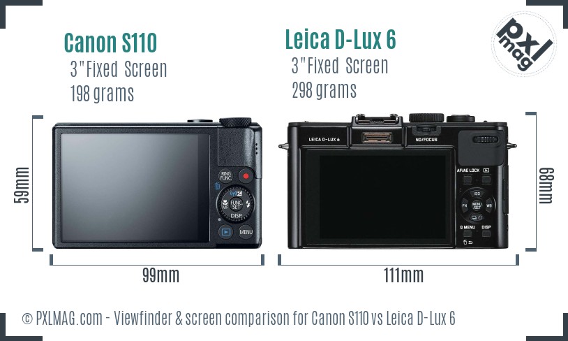 Canon S110 vs Leica D-Lux 6 Screen and Viewfinder comparison