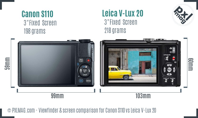 Canon S110 vs Leica V-Lux 20 Screen and Viewfinder comparison