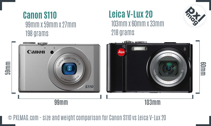 Canon S110 vs Leica V-Lux 20 size comparison