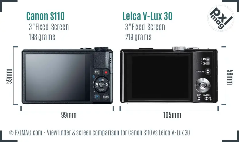 Canon S110 vs Leica V-Lux 30 Screen and Viewfinder comparison