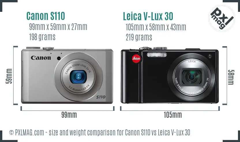 Canon S110 vs Leica V-Lux 30 size comparison