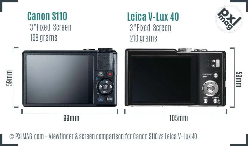 Canon S110 vs Leica V-Lux 40 Screen and Viewfinder comparison Canon S110 vs Leica V-Lux 40 Screen and Viewfinder comparison