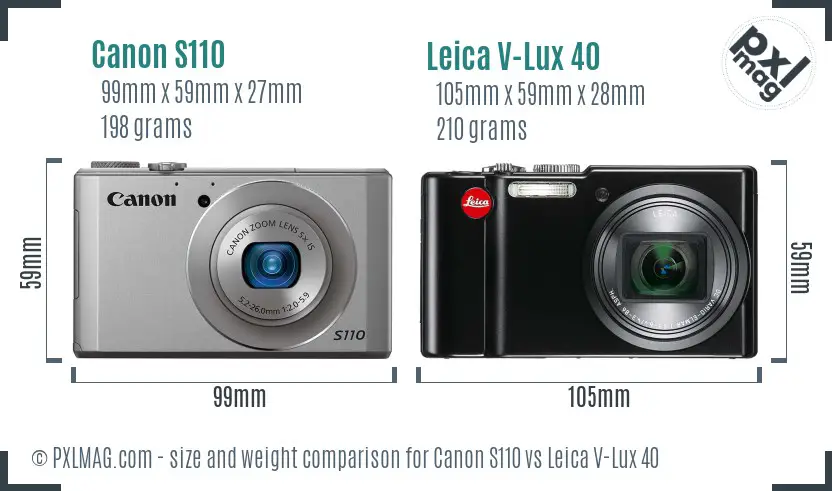 Canon S110 vs Leica V-Lux 40 size comparison Canon S110 vs Leica V-Lux 40 size comparison