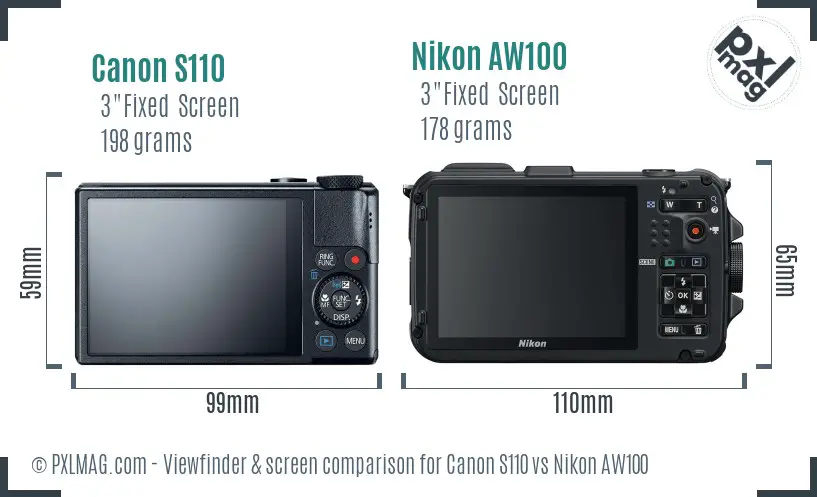 Canon S110 vs Nikon AW100 Screen and Viewfinder comparison Canon S110 vs Nikon AW100 Screen and Viewfinder comparison