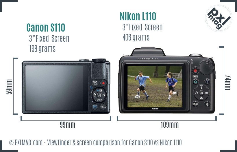 Canon S110 vs Nikon L110 Screen and Viewfinder comparison